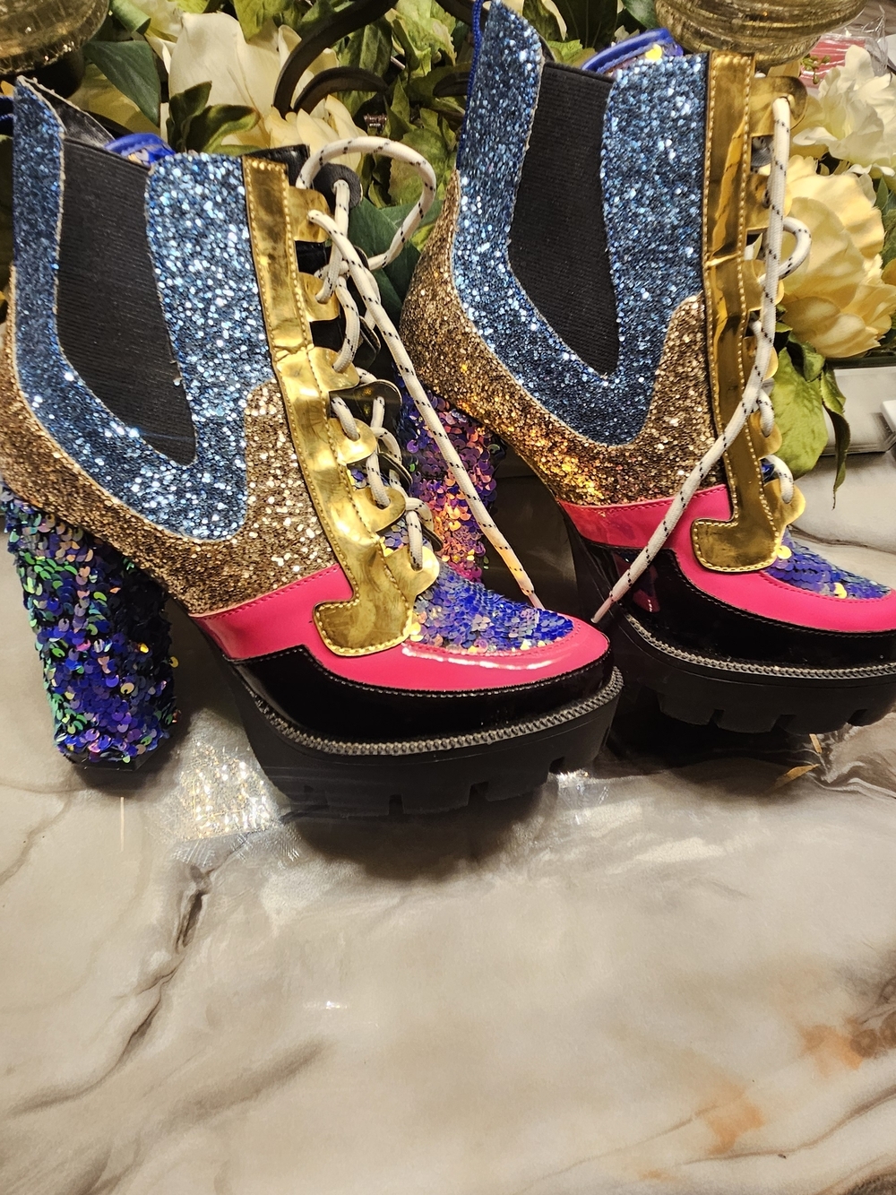 Cape Robbin Heeled Boot Sequin Platform - Picture 4 of 5